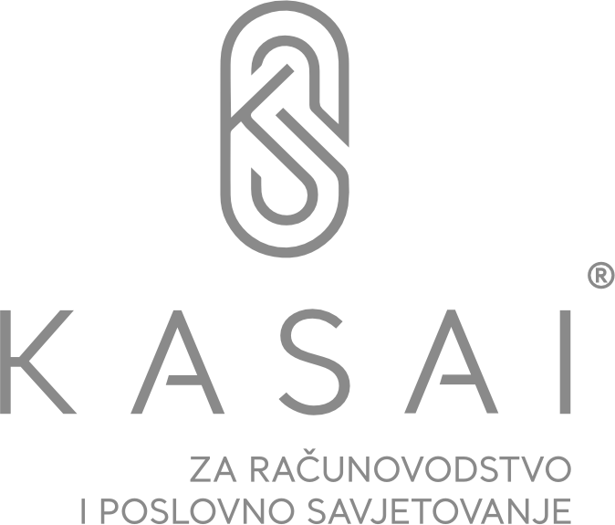 Kasai logotip u obliku uredske spajalice sa slovima K i S za računovodstvo i poslovno savjetovanje.