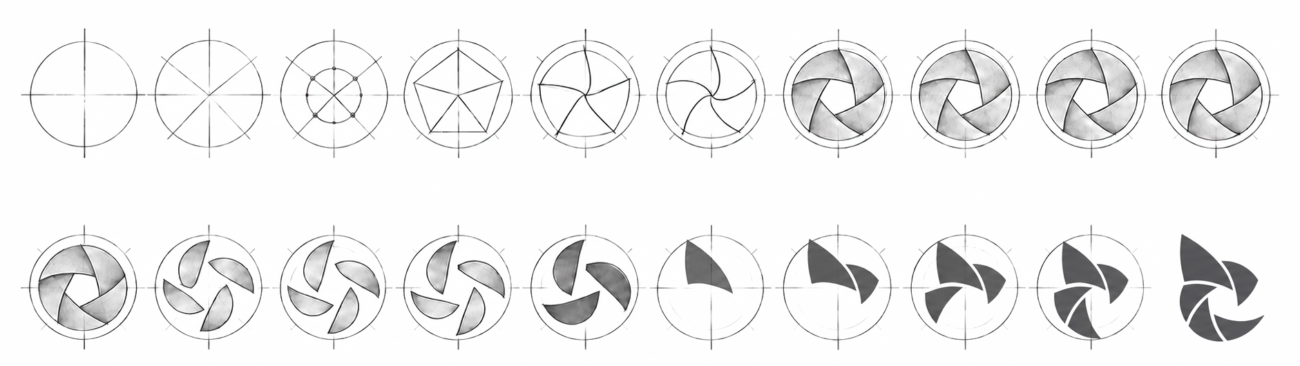 Logotip Germany Drone Supply sa stiliziranom osom koja povezuje elise drona i blendu fotoaparata, uz futurističku tipografiju na bijeloj pozadini.